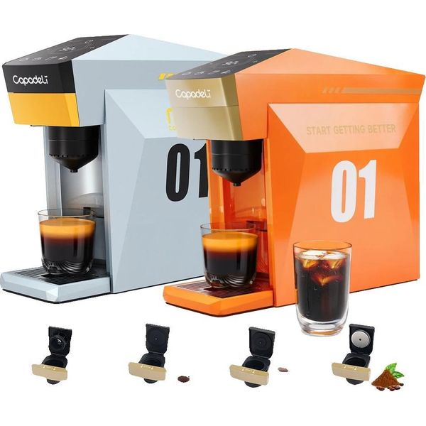 Macchina Da Caffè A Capsule, Pressione 19 Bar, Compatibilità Versatile, Arancione, Ue-image