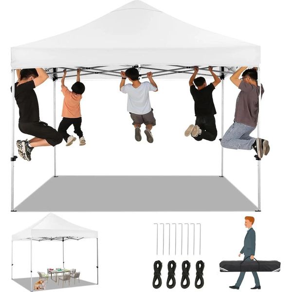 Padiglione Pop-Up, Tessuto Impermeabile, Regolabile In Altezza, Bianco, 3X3M-image