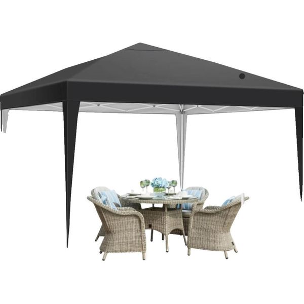 Padiglione Pop-Up, Tessuto Impermeabile, Regolabile In Altezza, Nero, 3X3M-image