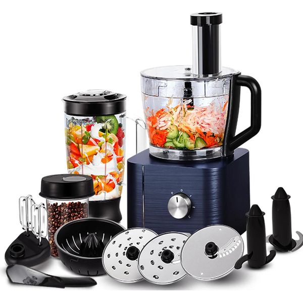Robot Da Cucina, 11 In 1 Multifunzione, Motore Potente, Blu, Ue-image