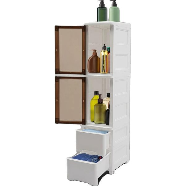 Armadio Di Stoccaggio, Design A 4 Livelli, 25X38X114 Cm, Capacità Di Carico 5-10 Kg, Facile Mobilità-image