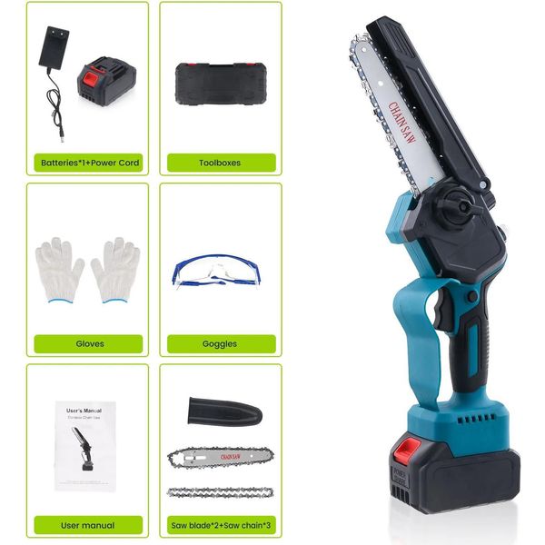 Motosega Elettrica A Batteria, Design Leggero, Taglio Efficiente, Con 1 Batteria, Ue-image