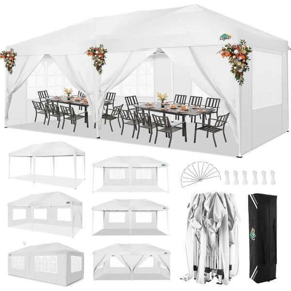 Padiglione, Impermeabile, Regolabile In Altezza, Bianco, 3X6M-image