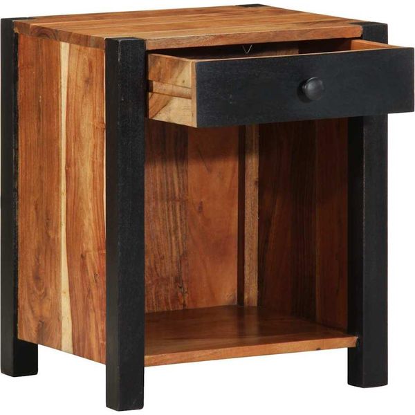 Vidaxl Comodino Marrone 40 X 35 X 50 Cm In Legno Massiccio Di Acacia-image