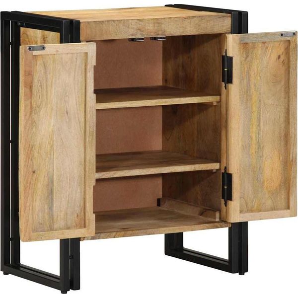 Vidaxl Scarpiera Con Ripiano Marrone 56 X 35 X 70 Cm In Legno Massiccio Di Mango-image