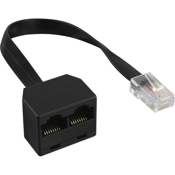 Inline® 69933B Distributore Isdn Da 1X RJ45 St A 2X RJ45 Bu, (8P4C) Con Cavo Da 15 Cm, Senza Resistenze Finali-image
