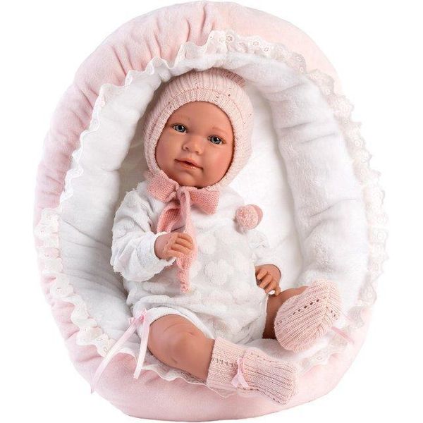 Llorens Bambola Piangente Mimi Rosa Con Letto E Suoni 42 Cm-image