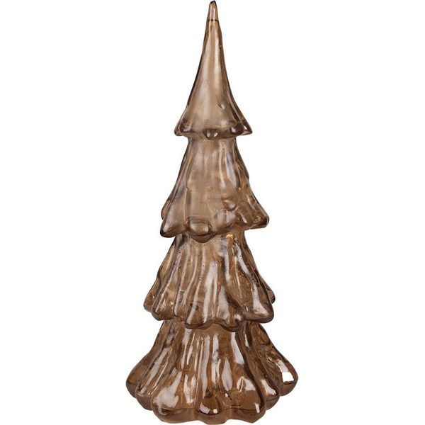 Clayre & Eef Decorazione Natalizia Con Illuminazione A Led Albero Di Natale Ø 14X33 Cm Plastica Color Oro Marrone-image