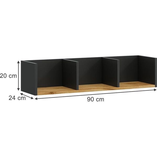 Vicco Libreria Da Parete Tomy, 90 X 20 Cm, Antracite/Quercia Dorata-image
