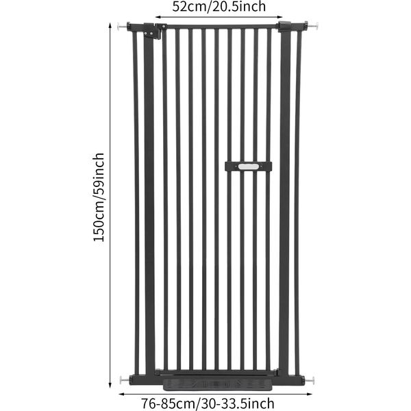 Cancelletto Di Sicurezza Per Animali Domestici, Larghezza Regolabile, Altezza 150 Cm, Nero-image