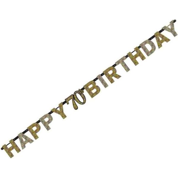 Amscan - Lettera - Bandiera "Buon 70° Compleanno"" SG38374 (Taglia Unica) (Oro)"-image