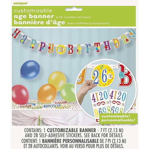 Unique Party - Striscione Assemblato "Personalizzato"", Happy Birthday SG38517 (Taglia Unica) (Colorato)"-image
