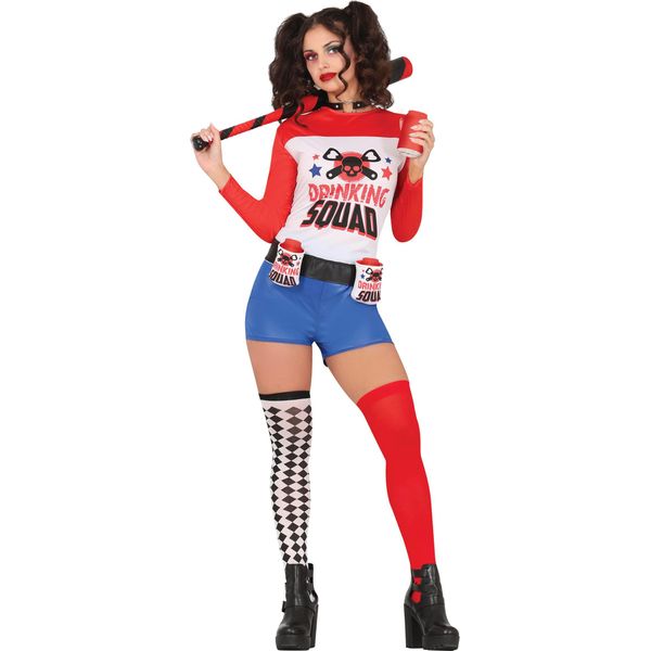 Supereroe Arlecchino Figura Avventura Bevanda Divertente Festa Costume Addio Al Celibato Supereroe Fumetto Azione Divertente Arlecchino Figura Avventura, Taglia: 38 - 40 (M) Colore: Rosso-image