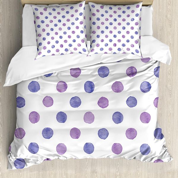 Abakuhaus Set Copripiumino Viola, Colori Acquerellati, Stile Retrò Nostalgico, Motivo Classico A Tema Asilo Nido, 155 X 220 Cm + 80 X 80 Cm, Viola Blu-image