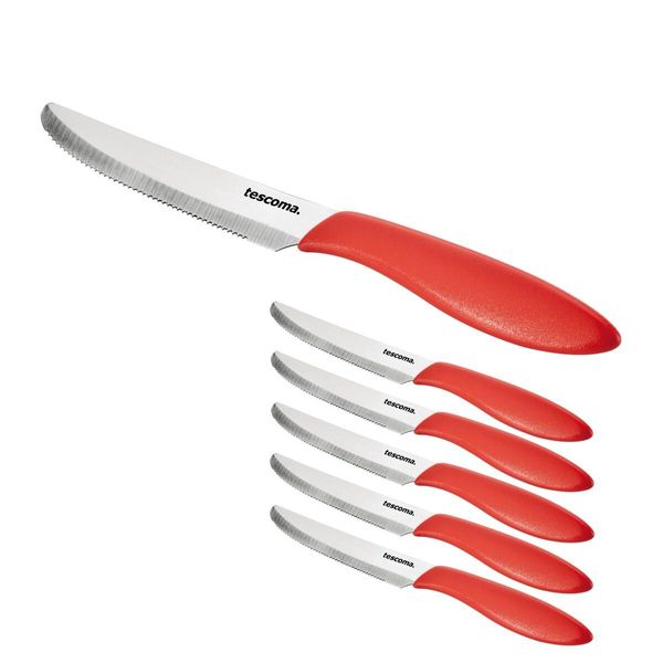 Tescoma Coltello Da Pranzo Presto 12 Cm, 6 Pezzi, Rosso-image