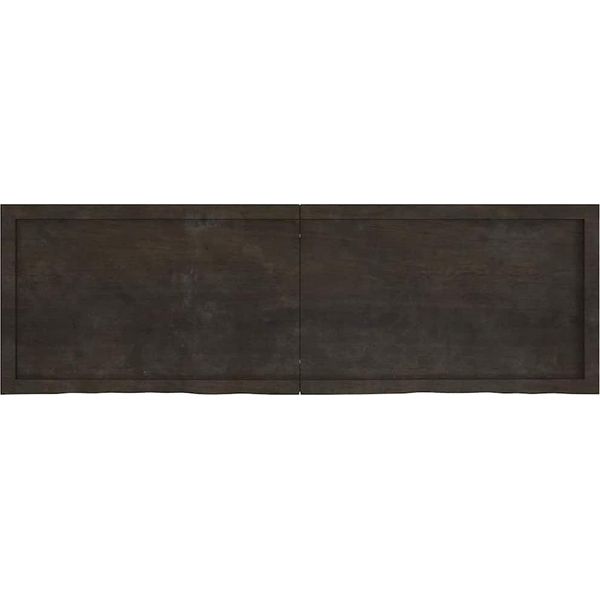 Vidaxl Mensola A Muro Marrone Scuro 160X50X(2-6)Cm In Legno Massiccio Trattato Con Rovere-image
