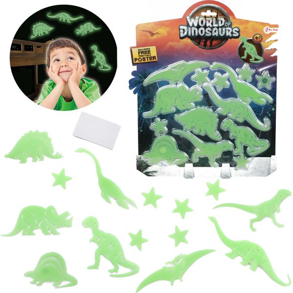 Toi-Toys - Mondo Dei Dinosauri - Adesivi Fluorescenti Per Dinosauri Adesivi Luminosi Per Dinosauri-image