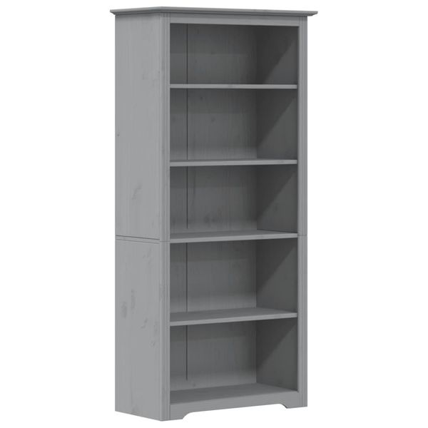 Syfax™ Libreria Bodo 5 Ripiani 82X40X173 Cm Legno Massello Pino Grigia-image
