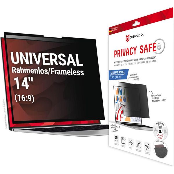 Displex Privacy Safe Filtro Privacy Rimovibile A 2 Vie Per Laptop/ Notebook (Senza Cornice) 14'' (16:9)-image