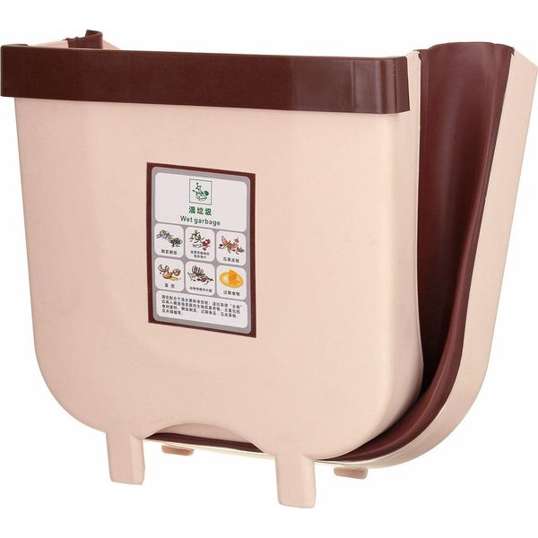 Cestino Per Rifiuti Da Cucina 9L Pieghevole A Parete Cestino Per Rifiuti Auto - Caffè-image