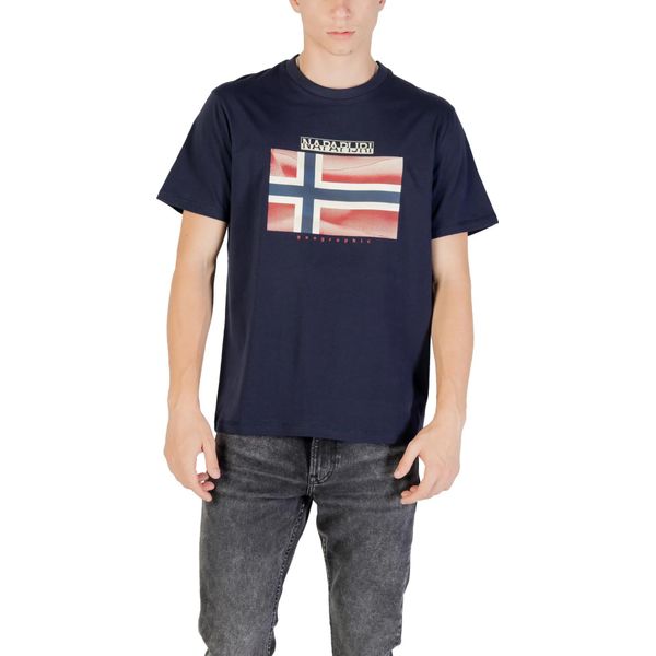 Napapijri T-Shirt Uomo Stampa Blu Manica Corta : Taglia - S Taglia: S-image