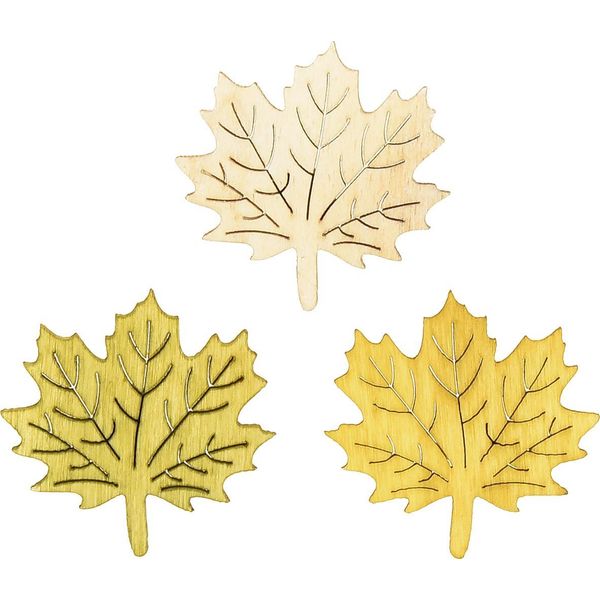 Foglie D'acero Decorative Lettiera Autunno Legno 4Cm 72 Pezzi-image