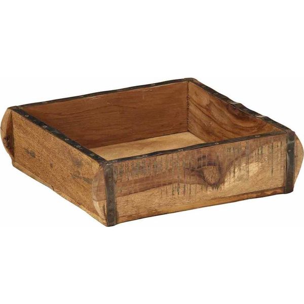 Vidaxl Vassoio Marrone 29 X 31 X 10 Cm Legno Massiccio Riciclato-image