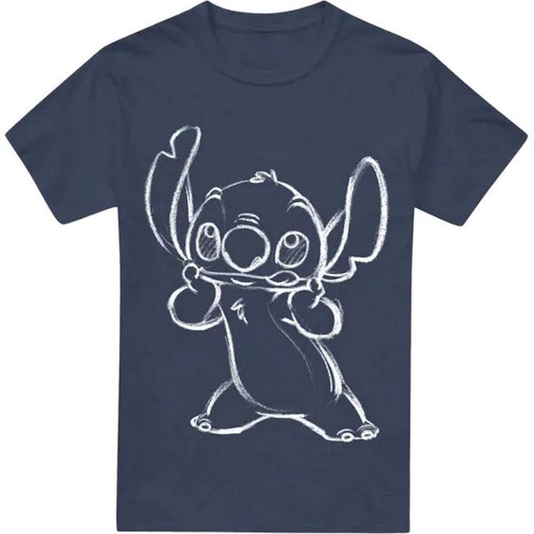 Lilo & Stitch - T-Shirt Sketch Per Uomo/Donna Unisex TV19860 (L) (Blu Navy Screziato)-image
