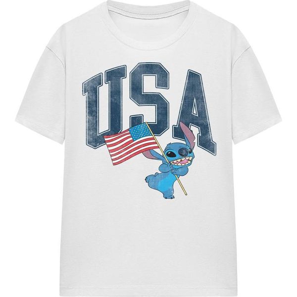Lilo & Stitch - Maglietta "Usa"" Da Donna TV20029 (Xl) (Bianco)"-image