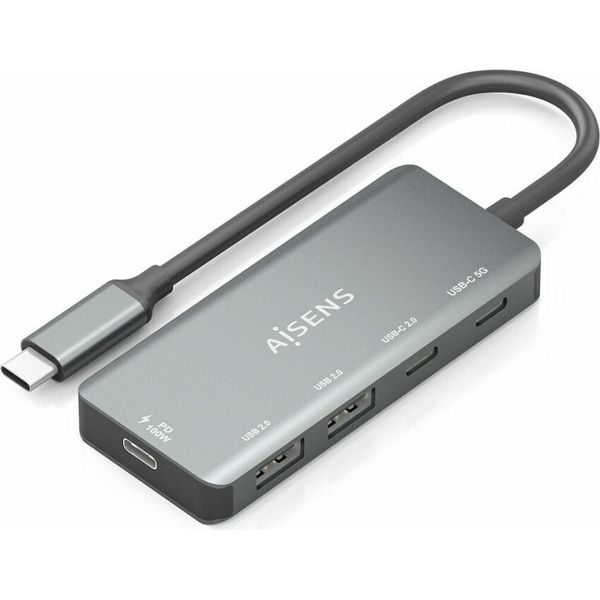 Aisens A109-0946, Cablato, Usb 3.2 Gen 1 (3.1 Gen 1) Tipo-C, 100 W, Grigio, 5 Gbit/S, Alluminio-image