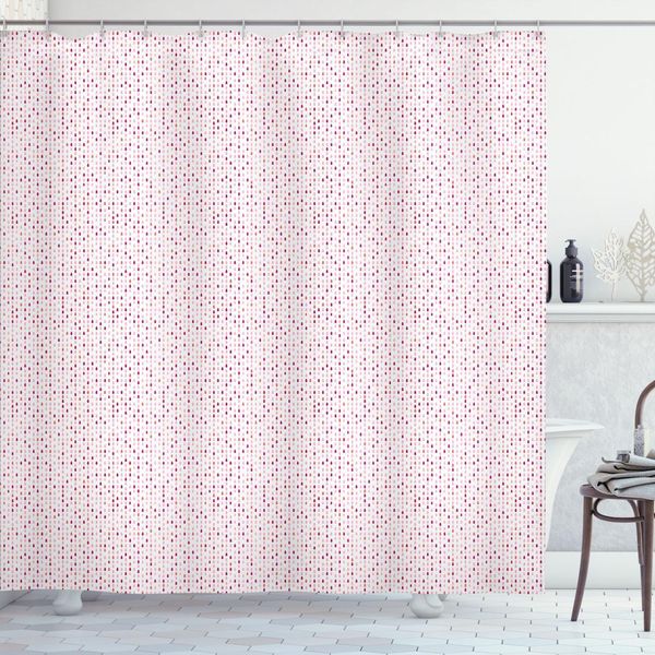Abakuhaus Tenda Da Doccia Astratta, Piccole Gocce Colorate Su Sfondo Neutro, Motivo Raining In Tonalità Pastello, 175 X 200 Cm, Rosa Magenta Corallo-image