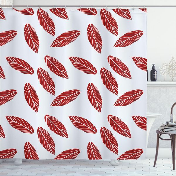 Abakuhaus Tenda Da Doccia Con Foglie, Foglie Astratte Moderne E Ritmiche Su Sfondo Pastello Freddo E Tenue, 175 X 200 Cm, Azzurro Rubino-image