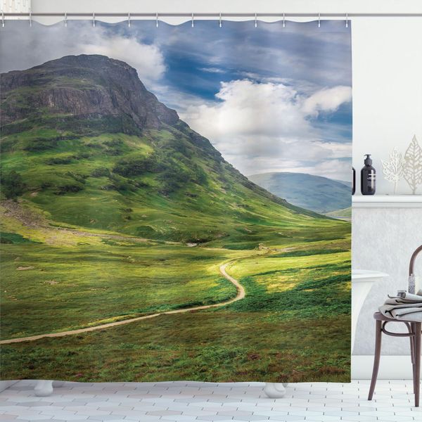 Abakuhaus Scozia Tenda Da Doccia, Sentiero Nelle Highlands Foto Verticale Paesaggio Nuvole Soffici Cielo Grigio, 175 X 200 Cm, Multicolore-image