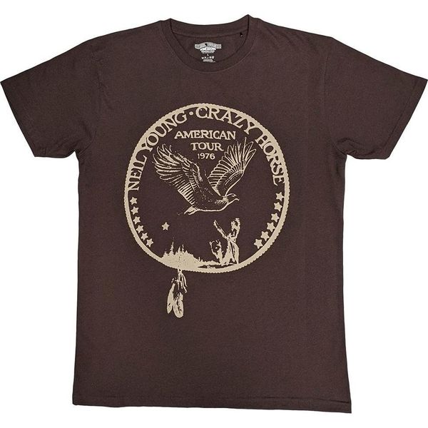 Neil Young - Maglietta "Tour '76"" Per Uomo/Donna Unisex RO14166 (S) (Marrone)"-image