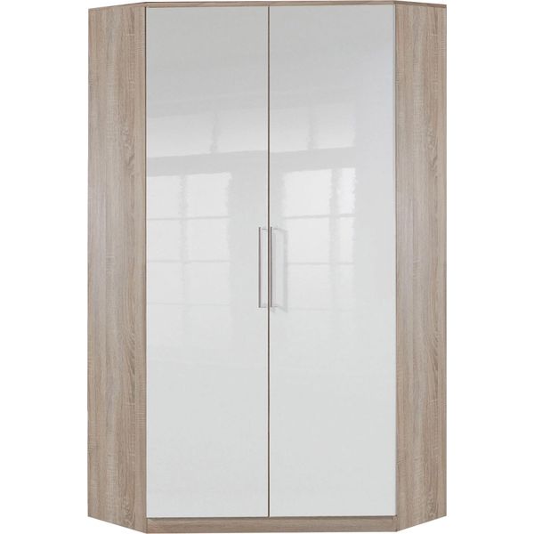 Armadio Angolare Greven 95X95Cm Rovere Saw-Grain Bianco Lucido A 2 Ante-image
