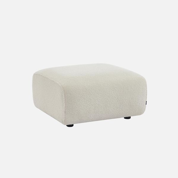 Pouf, Poggiapiedi Per Divano Wallas Bouclé, 2 Posti, Crema-image