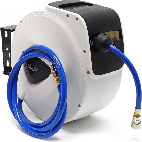 Avvolgitubo Per Aria Compressa Wiltec Con Tubo Flessibile Per Aria Compressa Da 20 M, Pressione Di Esercizio 8 Bar, Avvolgitubo Automatico Per Montaggio A Parete-image