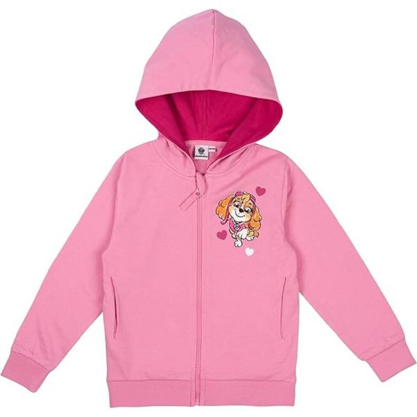 Felpa Paw Patrol Per Bambina - Felpa Rosa Con Cappuccio E Zip 122/128-image