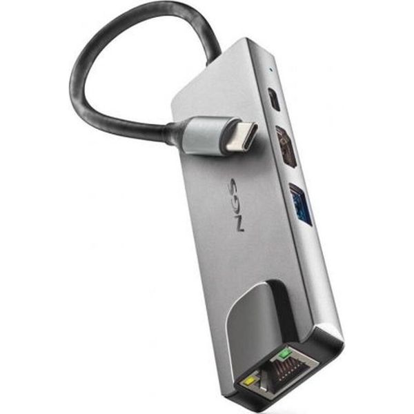 Ngs -HUB-0140, Usb 2.0 Tipo-C, Hdmi, RJ-45, Usb 3.2 Gen 1 (3.1 Gen 1) Tipo-A, Usb Tipo-C, 5000 Mbit/S, 3840 X 2160 Px, Alluminio, Nero, Alluminio-image