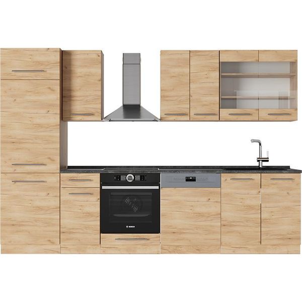 Vicco Cucina Componibile Fame-Line, 300 Cm , Pl Antracite, Quercia Dorata/Quercia Dorata-image
