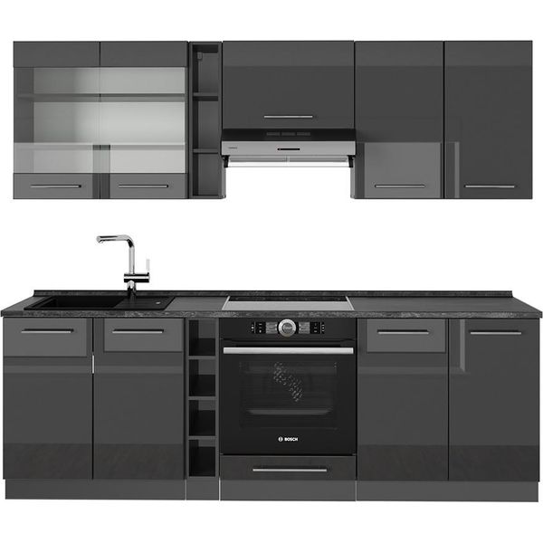 Vicco Cucina Componibile Fame-Line, 235 Cm , Pl Antracite, Antracite Lucido/Antracite-image