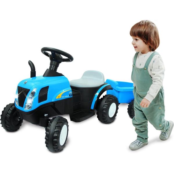 Trattore New Holland Con Rimorchio Blu 6V-image