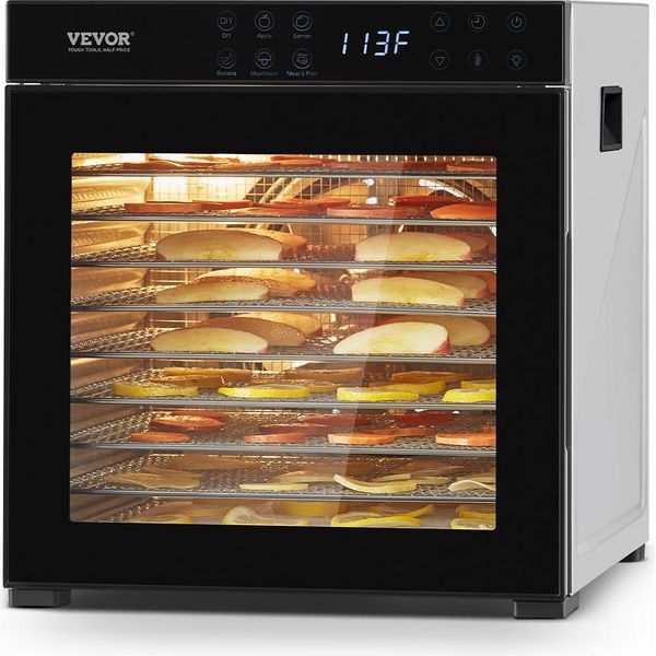 Vevor Disidratatore, 10 Vassoi In Acciaio Inox, Disidratatore Elettrico Da 1000 W, Liofilizzatore Per Essiccare Carne, Frutta, Verdura, Erbe, Cibo Per Cani-image