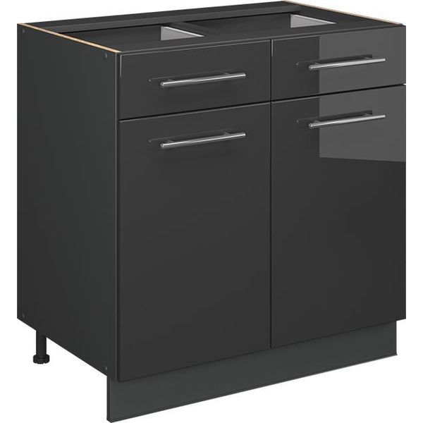 Vicco Mobiletto Base Per Cucina Fame-Line, 80 Cm , Pl Antracite, Antracite Lucido/Antracite-image