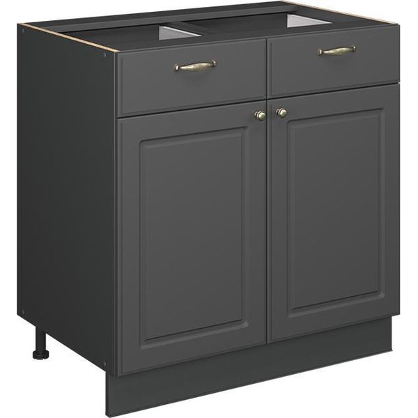 Vicco Mobiletto Base Per Cucina Fame-Line, 80 Cm Senza Piano Di Lavoro, Landhaus Antrazit-Oro/Antracite-image
