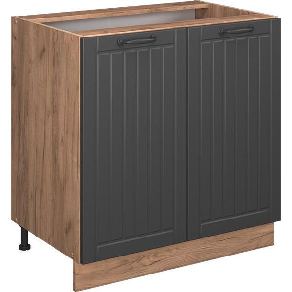 Vicco Mobiletto Base Cucina Fame-Line, 80 Cm Con Ripiano, Pl Antracite, Grigio Scuro/Quercia Dorata-image