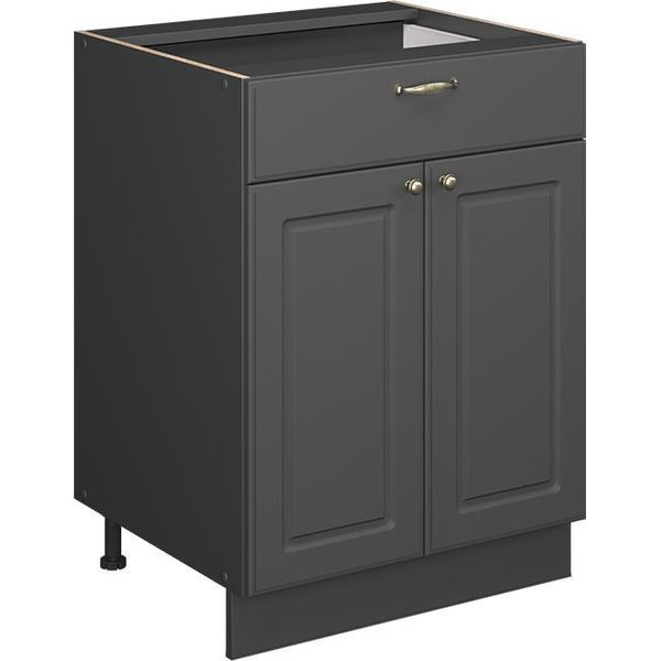 Vicco Mobiletto Base Per Cucina Fame-Line, 60 Cm Con Cassetto, Senza Piano Di Lavoro, Landhaus Antrazit-Oro/Antracite-image