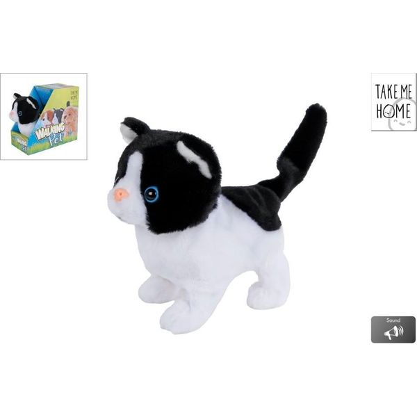 Portami A Casa Gatto Interattivo Che Corre Nero Bianco, 15,5 Cm-image