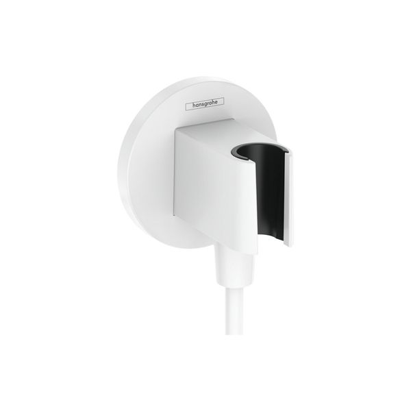 Hansgrohe Wandanschluss Fixfit S Rund, Mit Brausehalter, Mattweiß (26888700)-image