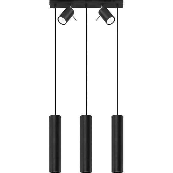 Lampada A Sospensione Ring 3 Nero 5Xgu10 10W Acciaio 100X5X45Cm Sollux Lighting-image